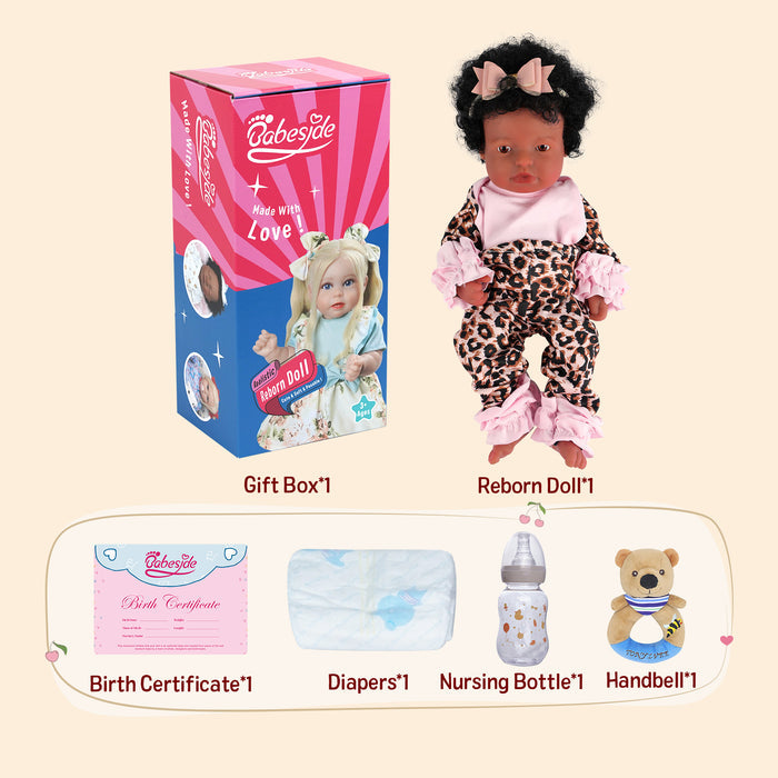 Babeside Laney 12'' Full Silicone Realistic Reborn Baby Doll African American Lovely Girl Awake