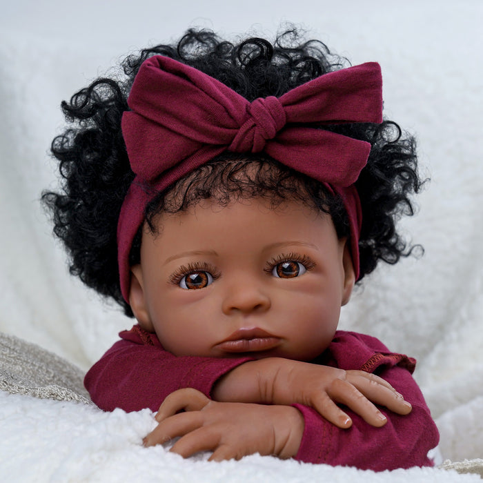 Babeside Laney 18'' Realistic Reborn Baby Doll African American Lovely Girl Burgundy Red