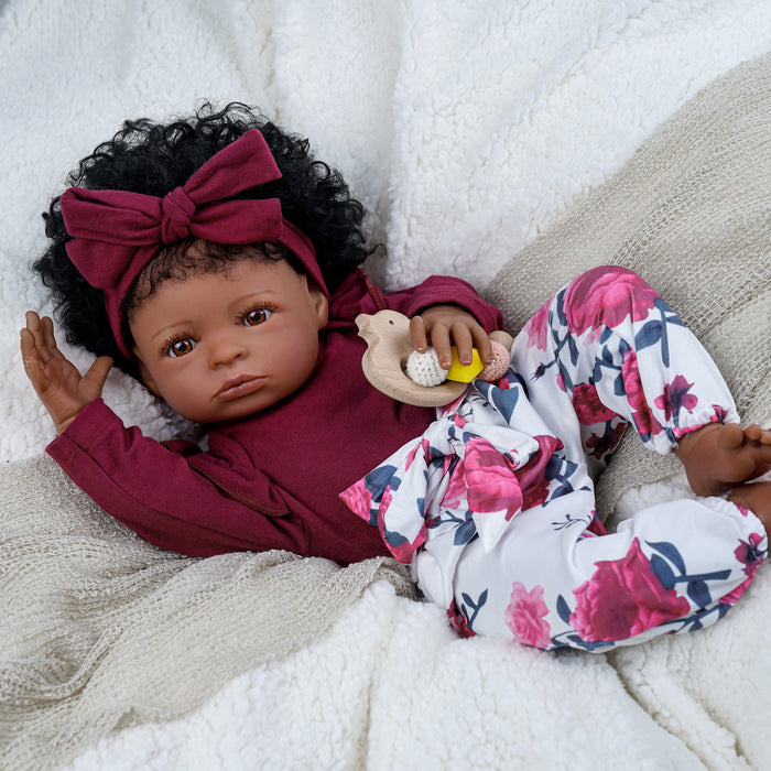 Babeside Laney 18'' Realistic Reborn Baby Doll African American Lovely Girl Burgundy Red