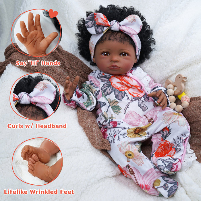 Babeside Laney 18'' Realistic Reborn Baby Doll African American Lovely Girl Gorgeous Flower