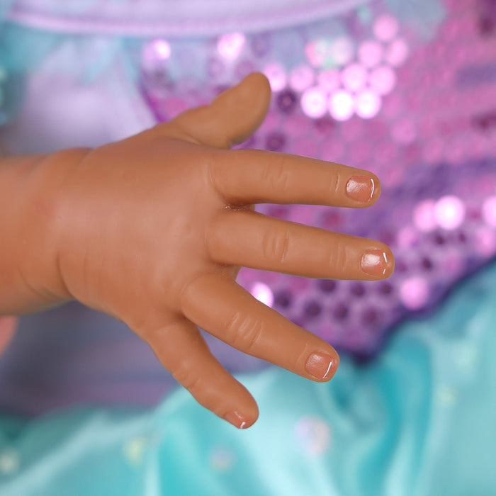 Babeside Laney 20'' Realistic Reborn Baby Doll African American Girl Purple Shiny Dress