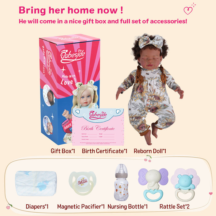 Babeside Laney 20'' Realistic Reborn Baby Doll African American Lovely Boy Sleeping Sunflower(Pre-Order, Ship Date: March 15)