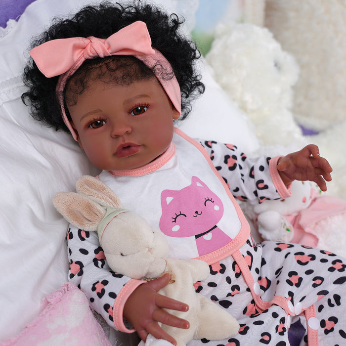 Babeside Laney 20'' Realistic Reborn Baby Doll African American Lovely Girl Happy Cat