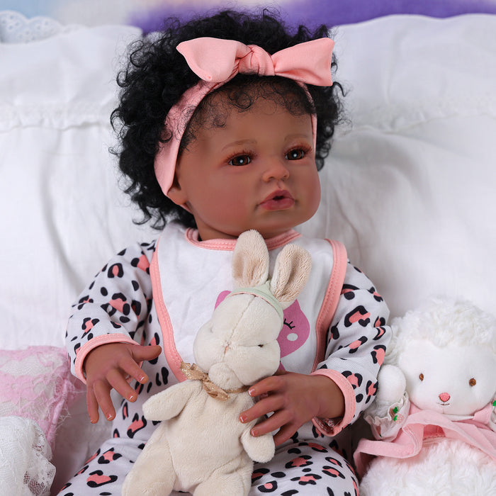 Babeside Laney 20'' Realistic Reborn Baby Doll African American Lovely Girl Happy Cat