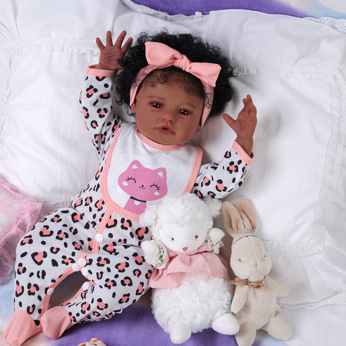 Babeside Laney 20'' Realistic Reborn Baby Doll African American Lovely Girl Happy Cat