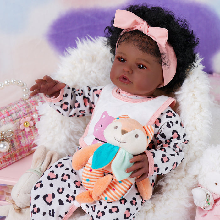 Babeside Laney 20'' Realistic Reborn Baby Doll African American Lovely Girl Happy Cat
