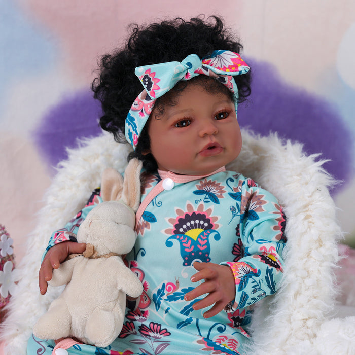 Babeside Laney 20'' Realistic Reborn Baby Doll African American Lovely Girl Mint Blue
