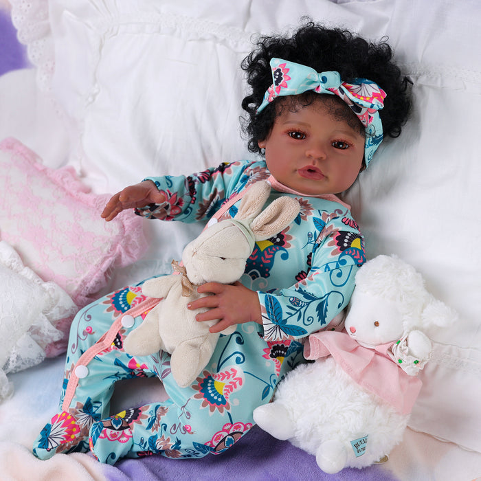Babeside Laney 20'' Realistic Reborn Baby Doll African American Lovely Girl Mint Blue