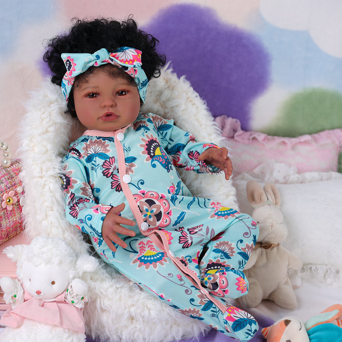 Babeside Laney 20'' Realistic Reborn Baby Doll African American Lovely Girl Mint Blue