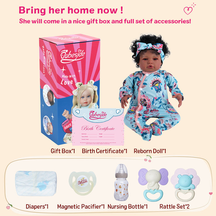 Babeside Laney 20'' Realistic Reborn Baby Doll African American Lovely Girl Mint Blue