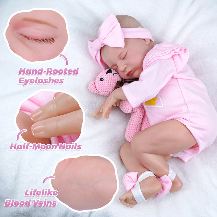 Babeside Larry 20" Realistic Reborn Baby Dolls Infant Girl Adorable Asleep Pink