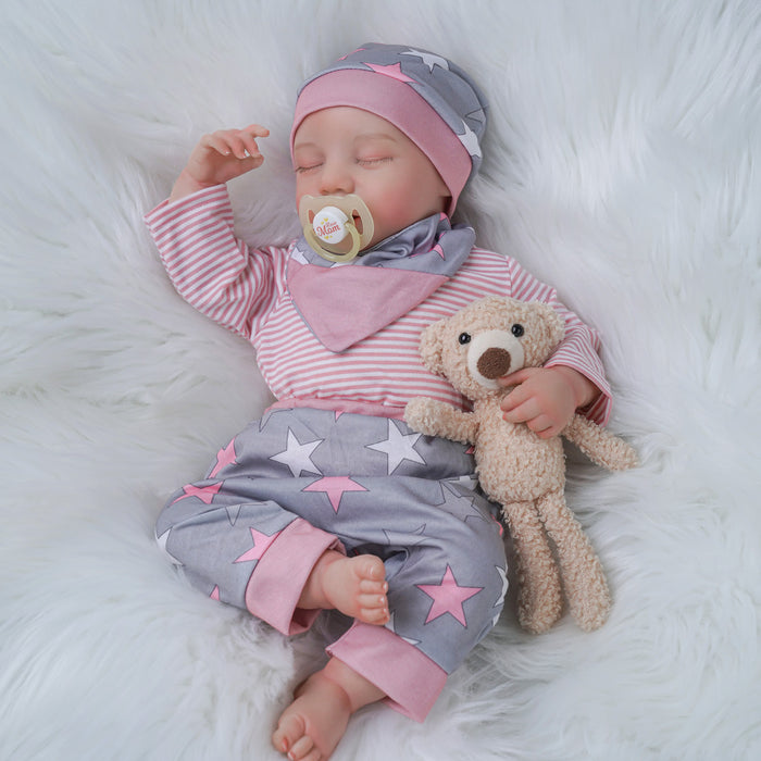 Babeside Lauren 20'' Realistic Reborn Baby Doll Sleeping Sweet Boy Star Grey Pink