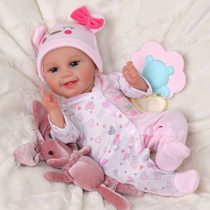 Babeside Leen 12" Reborn Baby Dolls Girl Sweet Smile Handmade lifelike Awake Lovely Hearts