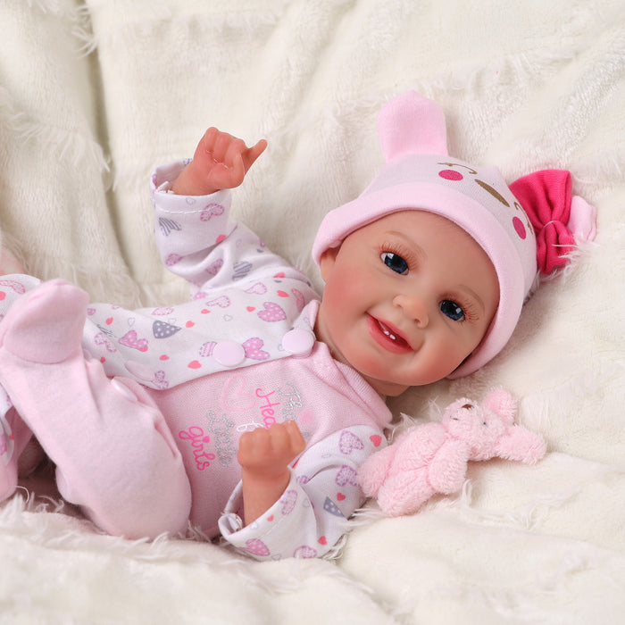 Babeside Leen 12" Reborn Baby Dolls Girl Sweet Smile Handmade lifelike Awake Lovely Hearts