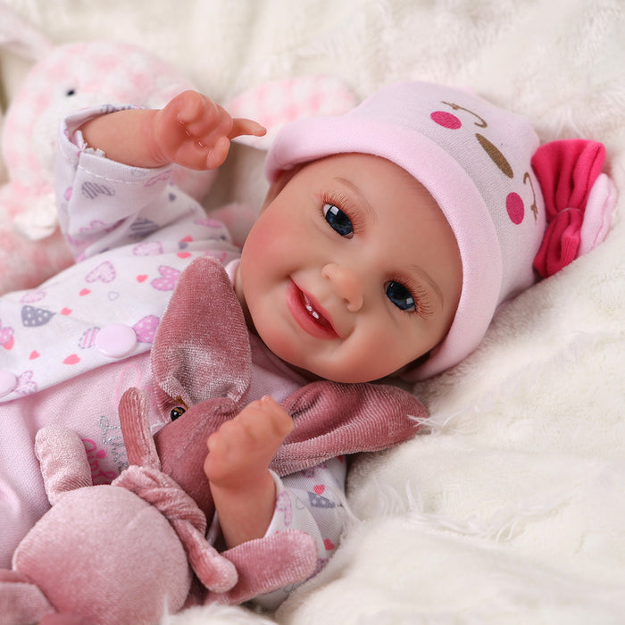 Babeside Leen 12" Reborn Baby Dolls Girl Sweet Smile Handmade lifelike Awake Lovely Hearts