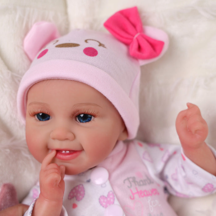 Babeside Leen 12" Reborn Baby Dolls Girl Sweet Smile Handmade lifelike Awake Lovely Hearts