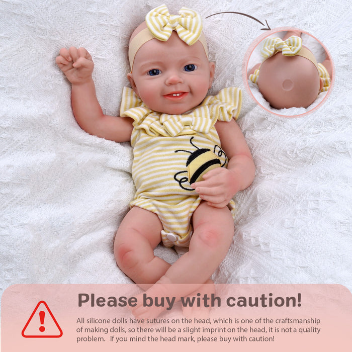 Babeside Leen 16'' Full Silicone Reborn Baby Doll Blue Eyes Adorable Girl