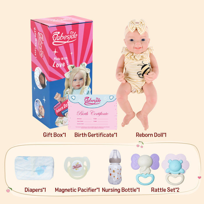 Babeside Leen 16'' Full Silicone Reborn Baby Doll Blue Eyes Adorable Girl