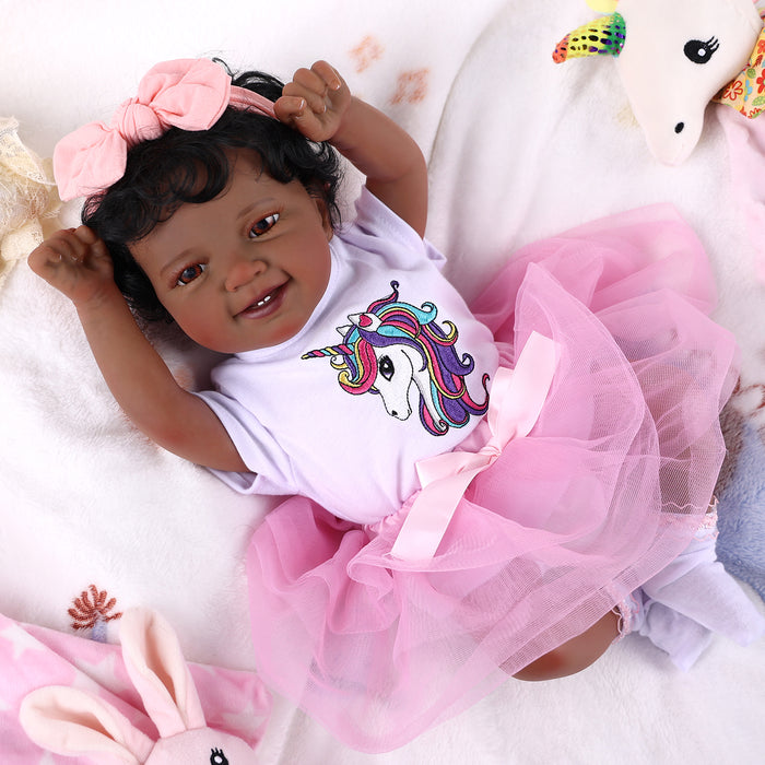 Babeside Leen 20" Awake Reborn Baby Doll Infant American African Baby Girl