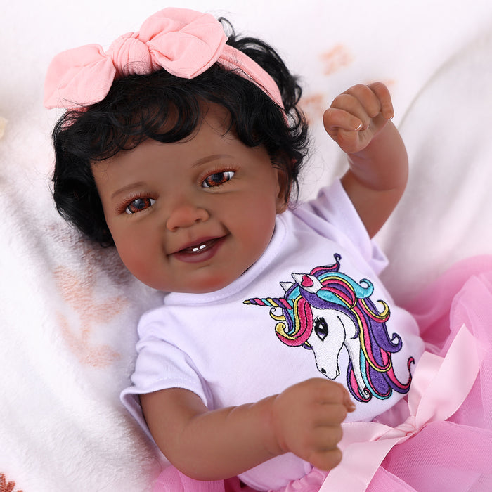 Babeside Leen 20" Awake Reborn Baby Doll Infant American African Baby Girl