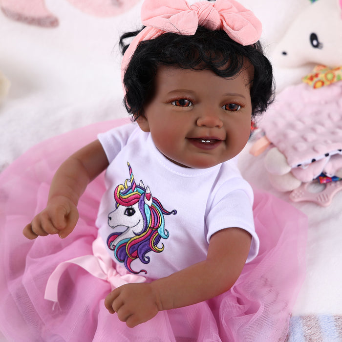 Babeside Leen 20" Awake Reborn Baby Doll Infant American African Baby Girl