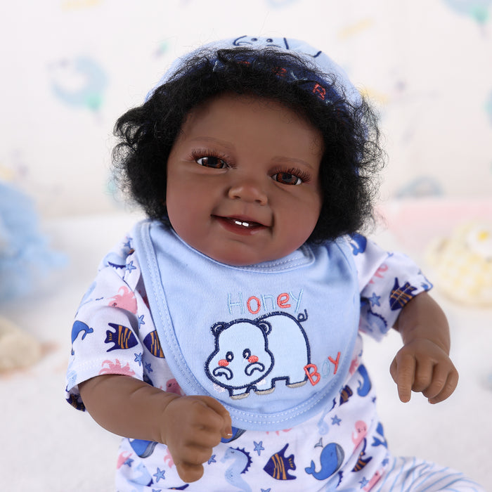 Babeside Leen 20" Awake Reborn Baby Doll Infant American African White Marine Fish Baby Boy