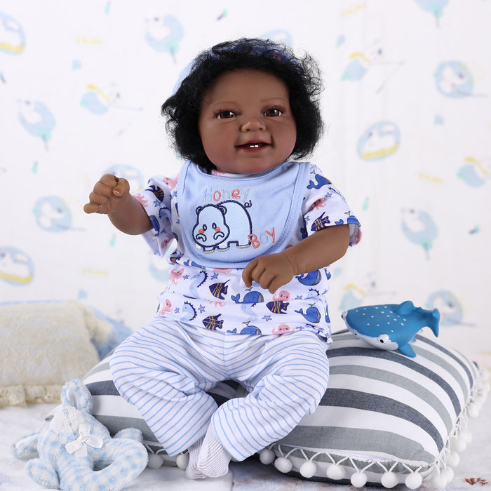 Babeside Leen 20" Awake Reborn Baby Doll Infant American African White Marine Fish Baby Boy