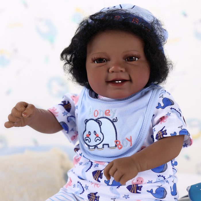 Babeside Leen 20" Awake Reborn Baby Doll Infant American African White Marine Fish Baby Boy