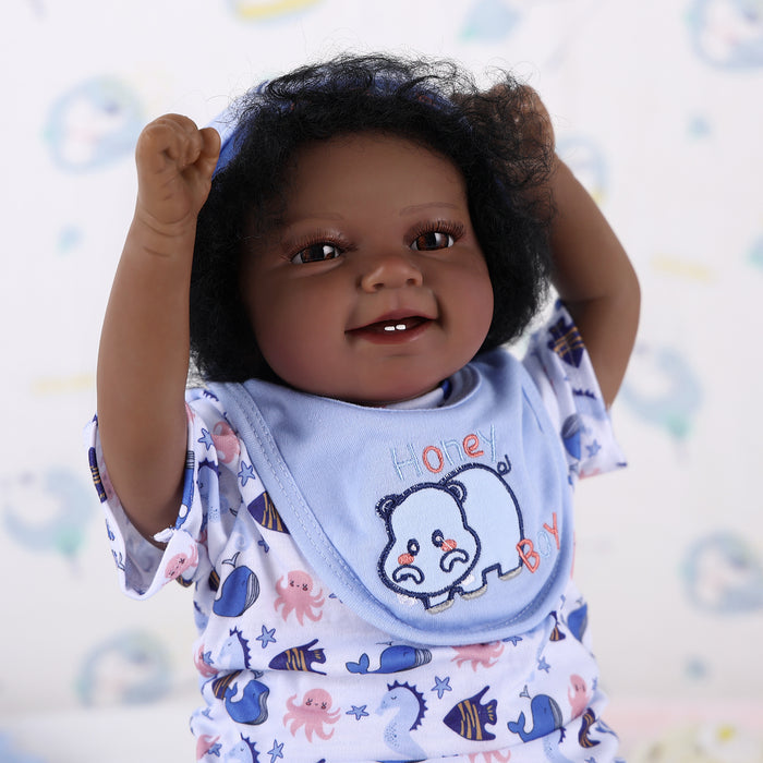 Babeside Leen 20" Awake Reborn Baby Doll Infant American African White Marine Fish Baby Boy