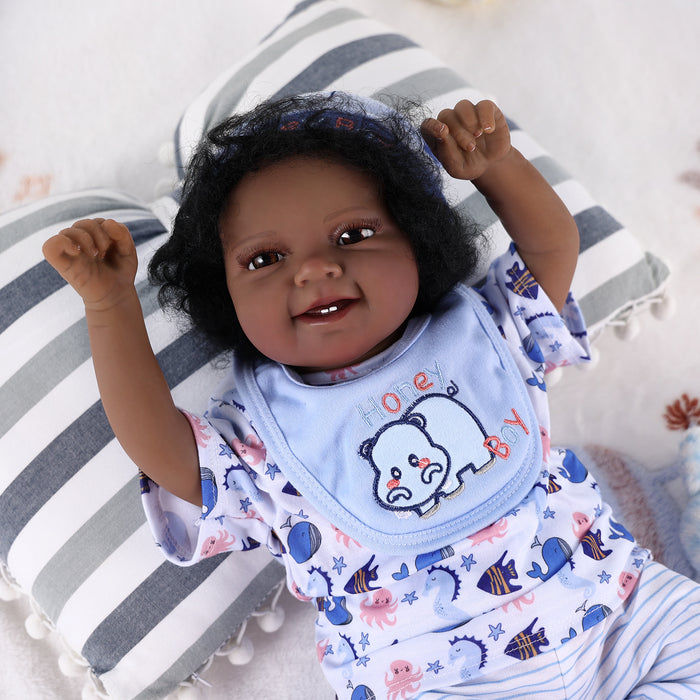 Babeside Leen 20" Awake Reborn Baby Doll Infant American African White Marine Fish Baby Boy
