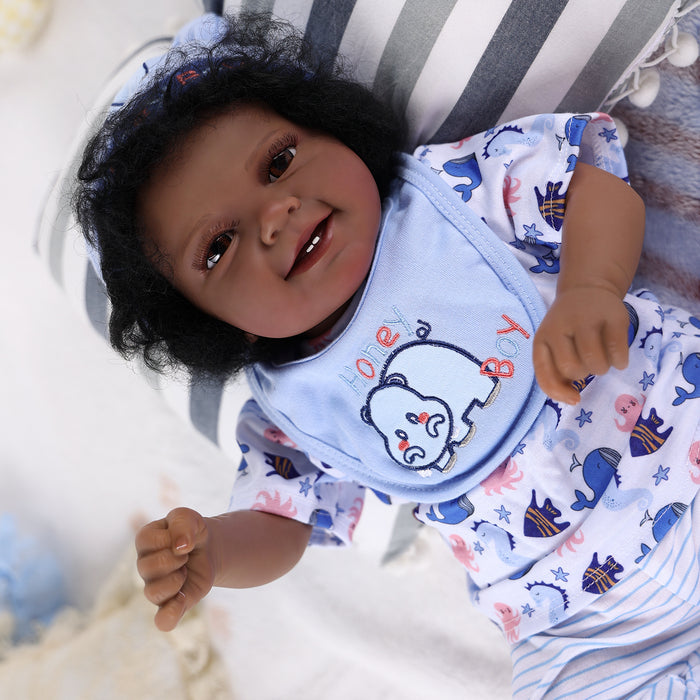 Babeside Leen 20" Awake Reborn Baby Doll Infant American African White Marine Fish Baby Boy