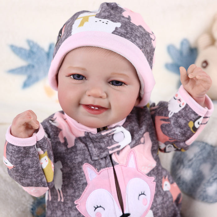 Babeside Leen 20'' Cutest Realistic Reborn Baby Doll Girl Grey with Heartbeat Coos and Breath