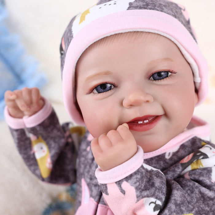 Babeside Leen 20'' Cutest Realistic Reborn Baby Doll Girl Grey with Heartbeat Coos and Breath