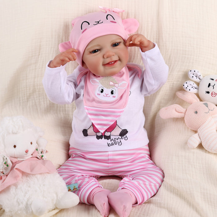 Babeside Leen 20'' Cutest Realistic Reborn Baby Girl Pink and White Lamb
