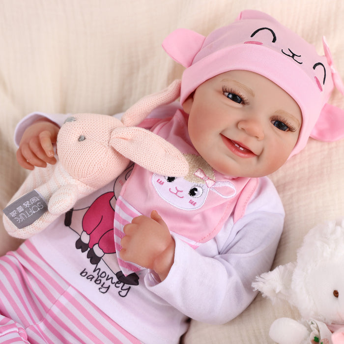 Babeside Leen 20'' Cutest Realistic Reborn Baby Girl Pink and White Lamb