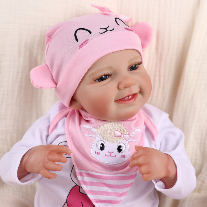 Babeside Leen 20'' Cutest Realistic Reborn Baby Girl Pink and White Lamb