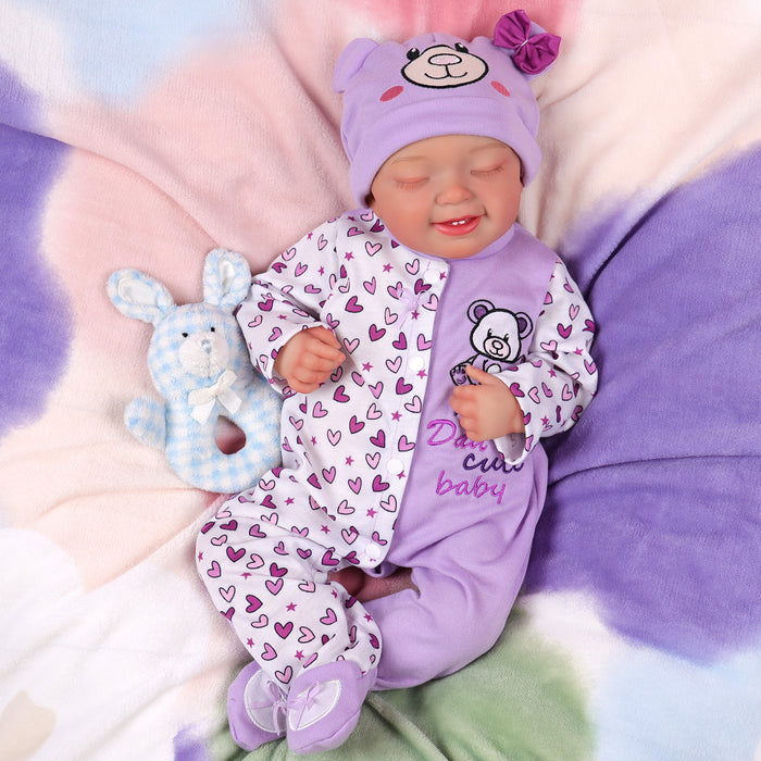 Babeside Leen 20" Lifelike Reborn Baby Doll Purple Jumpsuit Infant Sleeping Baby Girl