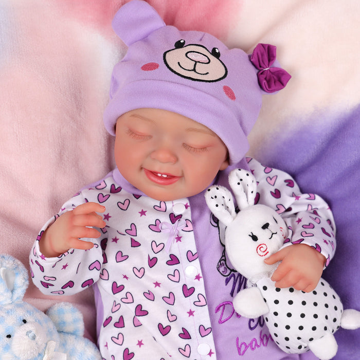 Babeside Leen 20" Lifelike Reborn Baby Doll Purple Jumpsuit Infant Sleeping Baby Girl