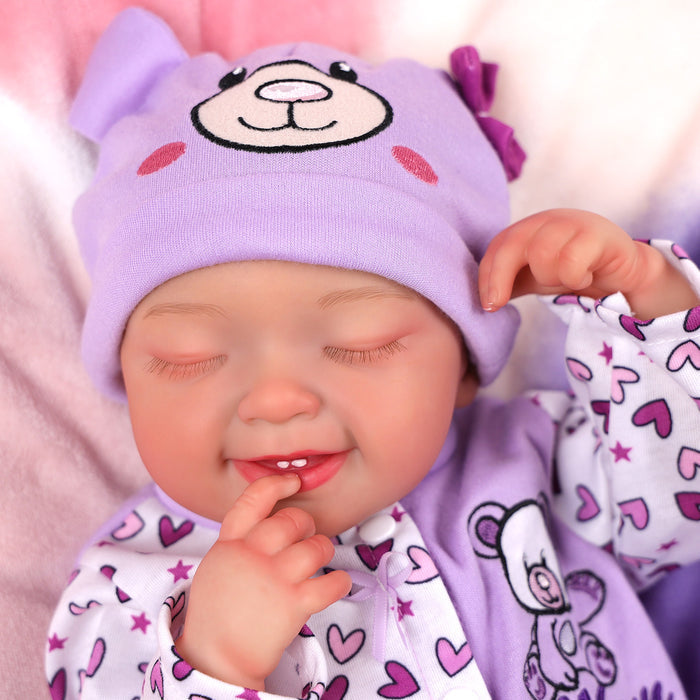 Babeside Leen 20" Lifelike Reborn Baby Doll Purple Jumpsuit Infant Sleeping Baby Girl