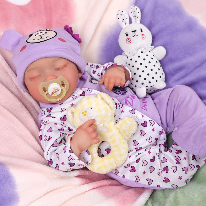Babeside Leen 20" Lifelike Reborn Baby Doll Purple Jumpsuit Infant Sleeping Baby Girl
