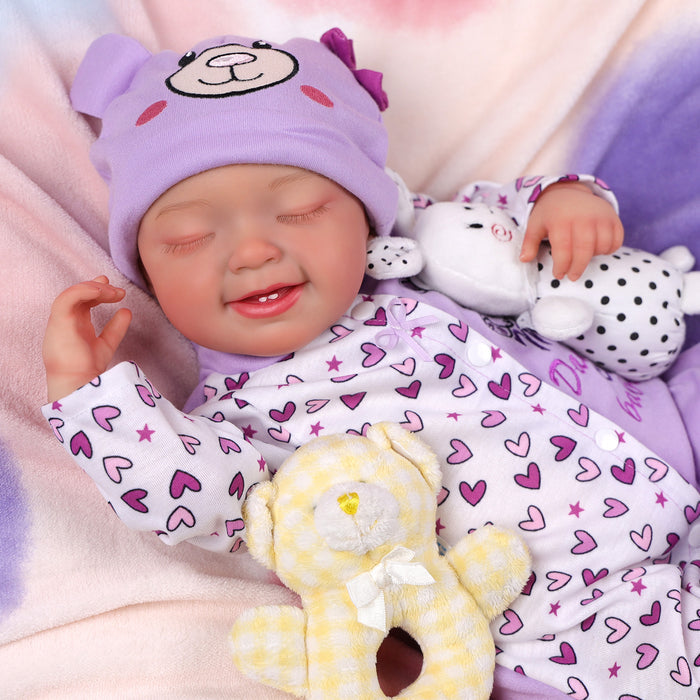 Babeside Leen 20" Lifelike Reborn Baby Doll Purple Jumpsuit Infant Sleeping Baby Girl