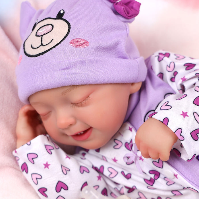 Babeside Leen 20" Lifelike Reborn Baby Doll Purple Jumpsuit Infant Sleeping Baby Girl