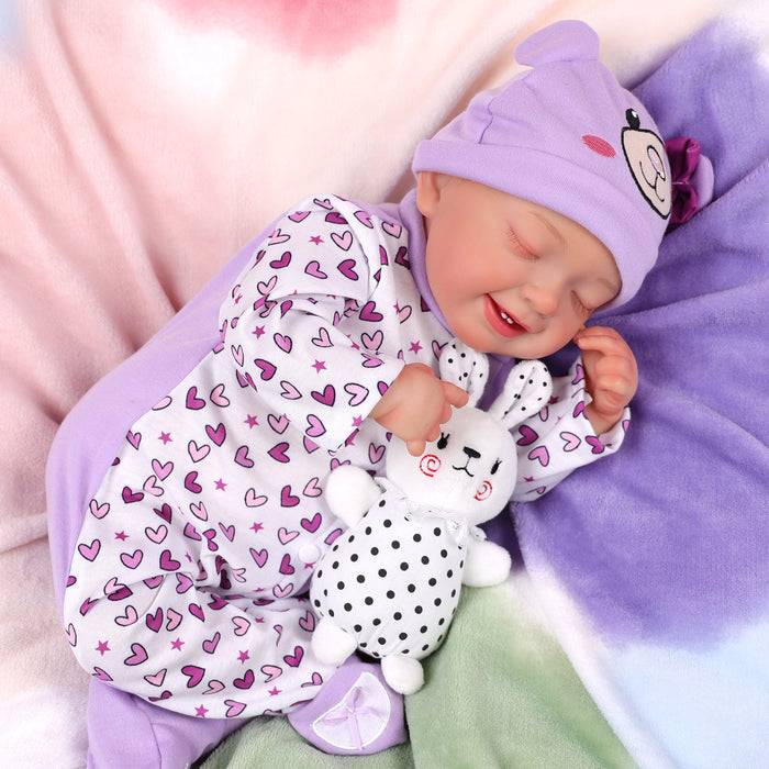 Babeside Leen 20" Lifelike Reborn Baby Doll Purple Jumpsuit Infant Sleeping Baby Girl