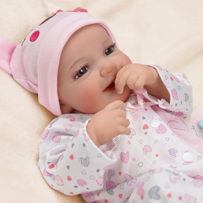 Babeside Leen 20'' Lovely Hearts Awake Infant Baby Girl with Heartbeat Coos and Breath
