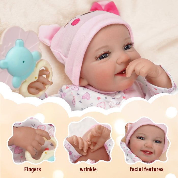 Babeside Leen 20'' Lovely Hearts Awake Infant Baby Girl with Heartbeat Coos and Breath