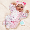 Babeside Leen 20'' Lovely Hearts Awake Newborn Baby Girl Sweet Smile Handmade lifelike Baby Girl with Feeding Kit Gift Box  for Birthday Christmas