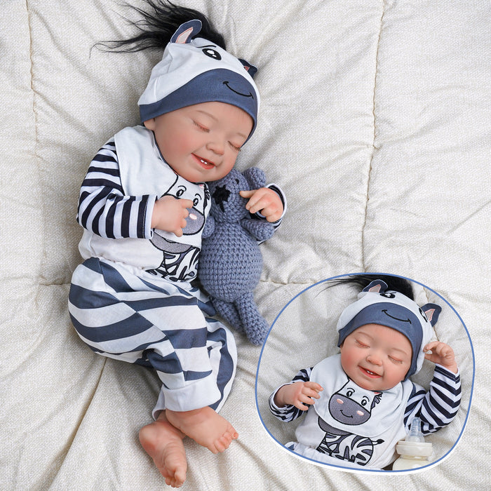 Babeside Leen 20" Realistic Reborn Baby Doll Girl Sweet Smile Handmade Lifelike Sleeping Cute Baby Cow