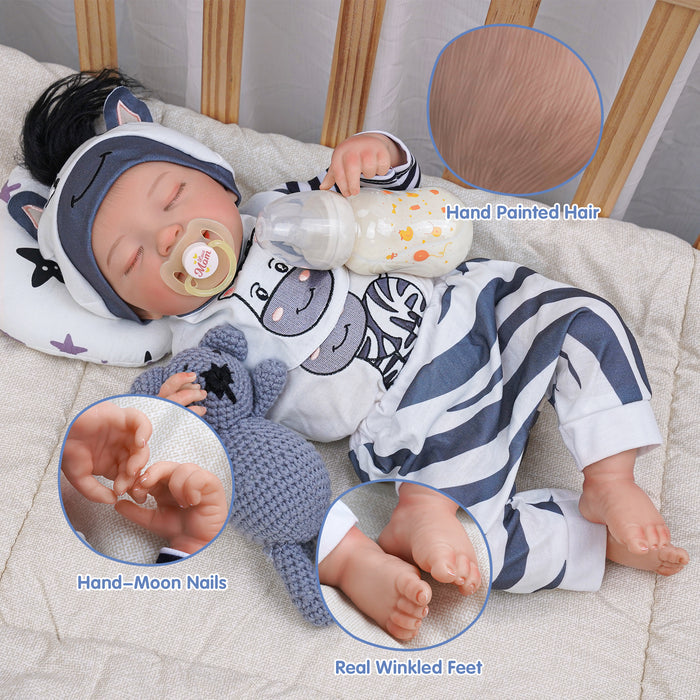 Babeside Leen 20" Realistic Reborn Baby Doll Girl Sweet Smile Handmade Lifelike Sleeping Cute Baby Cow