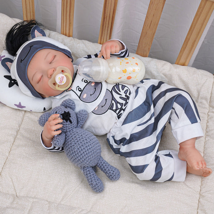 Babeside Leen 20" Realistic Reborn Baby Doll Girl Sweet Smile Handmade Lifelike Sleeping Cute Baby Cow