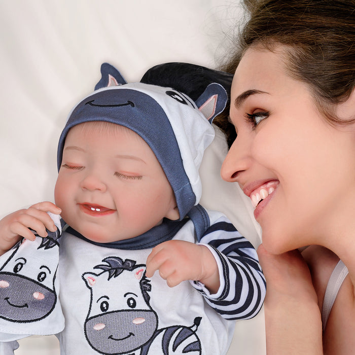 Babeside Leen 20" Realistic Reborn Baby Doll Girl Sweet Smile Handmade Lifelike Sleeping Cute Baby Cow